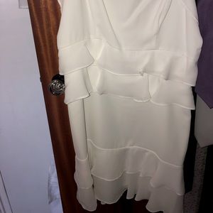 BRAND NEW white ruffled mini dress